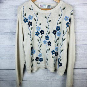 Milano Design Group Sweater Vintage Floral Knit L